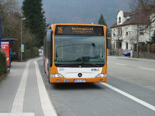 Ein RNV Citaro G in Neckargemünd Bhf am 23.01.11