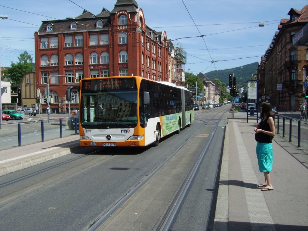 Ein RNV Mercedes Benz Citaro G in Heidelberg am 09.05.11