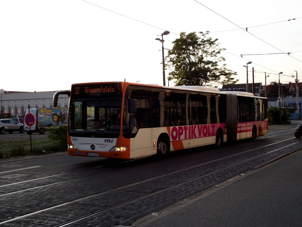 Ein RNV Mercedes Benz Citaro G in Heidelberg am 15.07.11