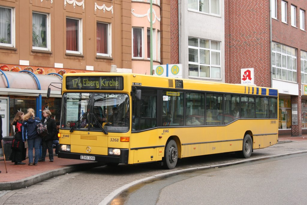 EVAG 3268 (E VG 3268) mit der Linie 174 nach Eiberg Kirche.
Aufgenommen an der Ahestr,25.2.2010.