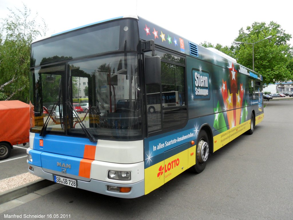 Ex Baron Reisen MAN Bus gehrt jetzt Saarbahn und Bus. Das Foto habe ich am 17.05.2011 in Saarbrcken gemacht.