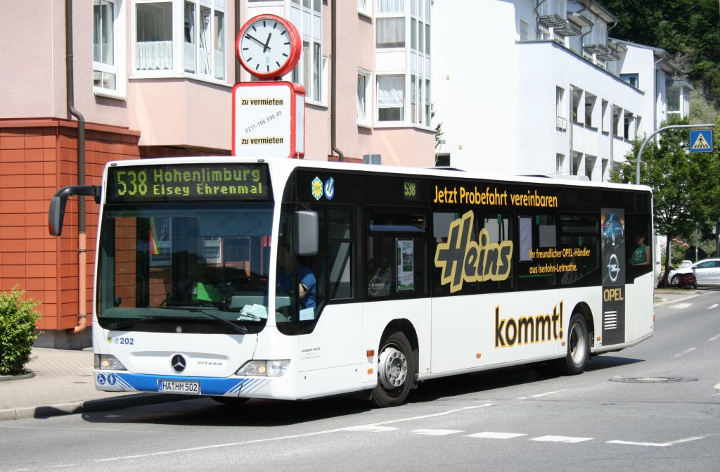 Hausemann und Mager 202 (HA HM 502) macht Werbung fr Opel Heins.
Hagen Hohenlimburg, 26.6.2010.