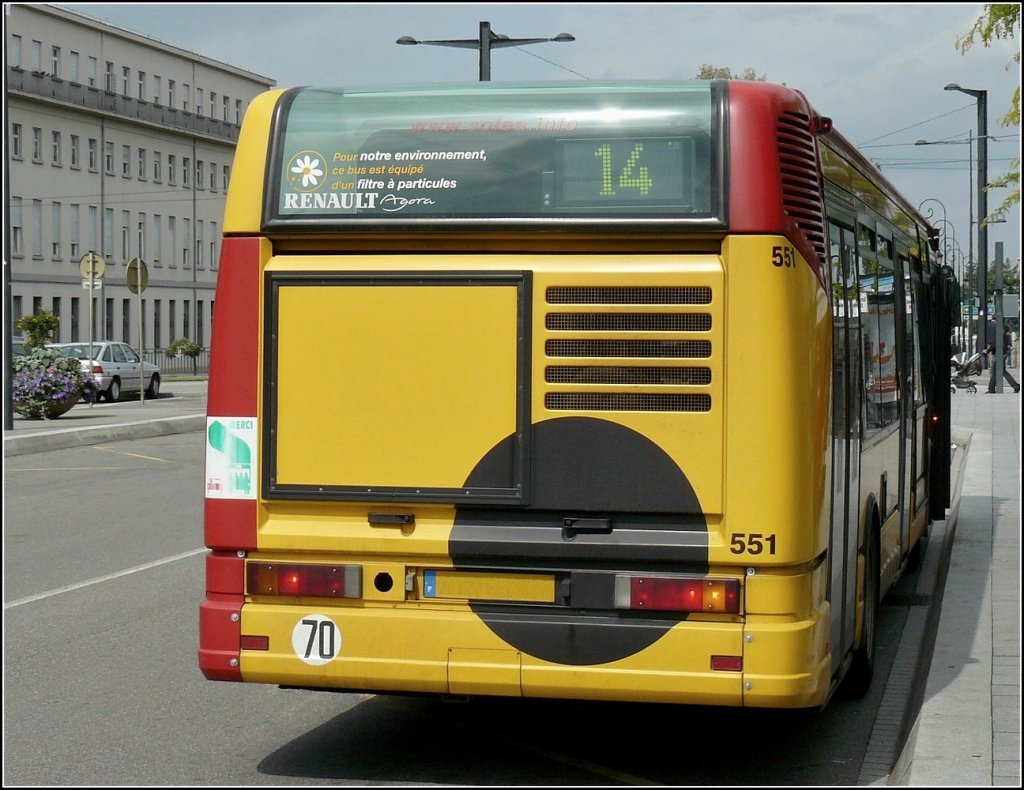 Heckansicht eine Renault Agora Stadtbusses aufgenommen in Mulhouse am 19.06.2010.