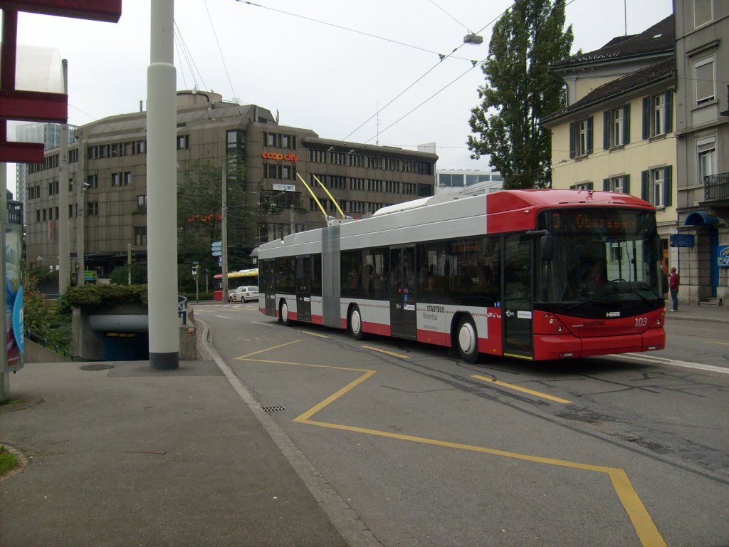 Hess-Swisstrolleybus Nr. 103 am 17.8.2010 in der Technikumstrasse.