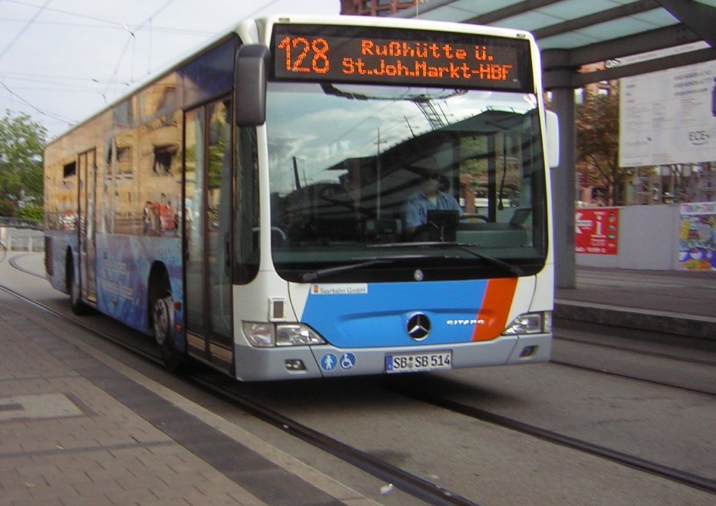 Hier ist ein Citaro Bus von Saarbahn und Bus zu sehen. Wir sehen hier den Wagen SB-SB-514. Die Aufnahme war im Herbst 2009.