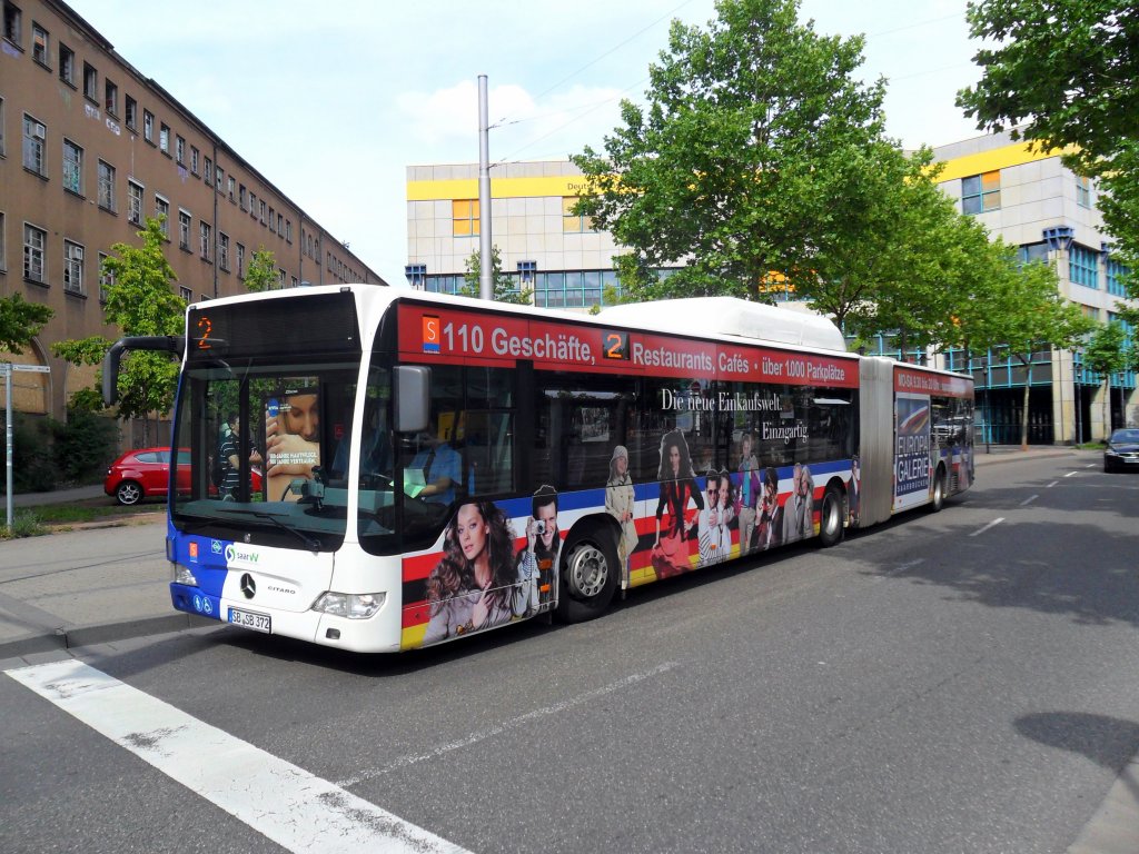 Hier ein Citaro Bus von Saarbahn und Bus zu sehen. Der Bus fuhr am Samstag, dem 09.07.2011 Schienen Ersatzverkehr.Abfahrt war in der Saarbrcker Triererstrae.