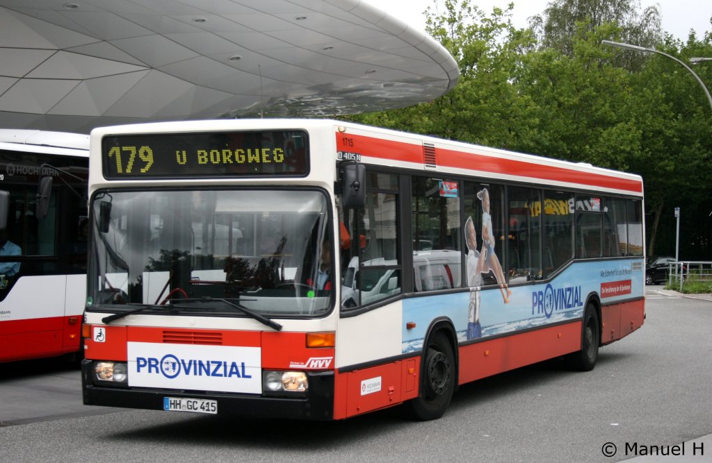 Hochbahn 1715 (HH GC 415) mit Werbung fr die Provinzial.
Aufgenommen am ZOB Poppenbttel, 2.9.2010.