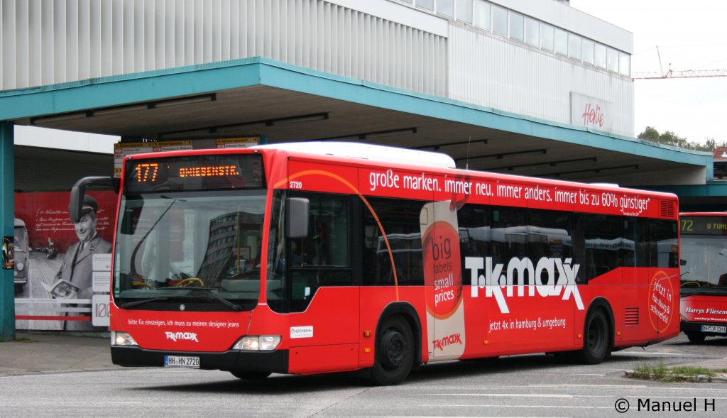 Hochbahn 2720 (HH HN 2720) mit Werbung fr T.k.maxx.
Aufgenommen am ZOB Barmbek, 2.9.2010.