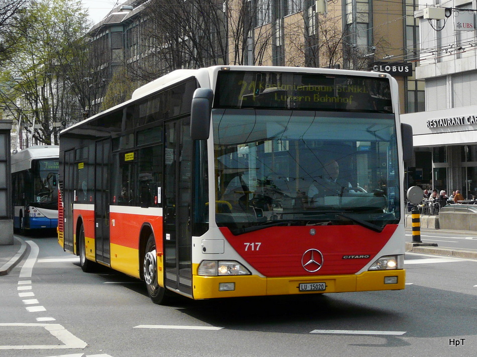 HORW Bus - Mercedes Citaro Nr.717  LU 15020 unterwegs in der Stadt Luzern am 10.04.2010