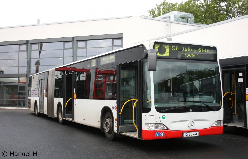 KVB 734 (K VB 734).
Aufgenommen bei der Veranstaltung 50 Jahre Stadtwerke Kln
auf dem Betriebshof Kln Niehl, 29.8.2010.