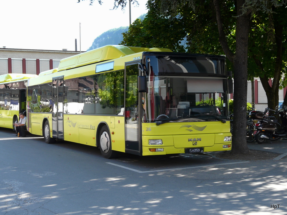 Lichtenstein Bus - MAN Nr.26 FL 28526 beim Bahnhof von Feldkich am 24.05.2011