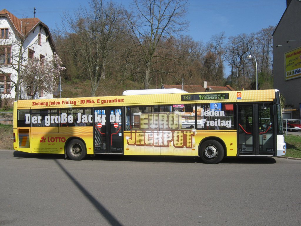 MAN Bus von Saarbahn und Bus in Saarbrcken Brebach. Das Foto habe ich im April 2012 gemacht.