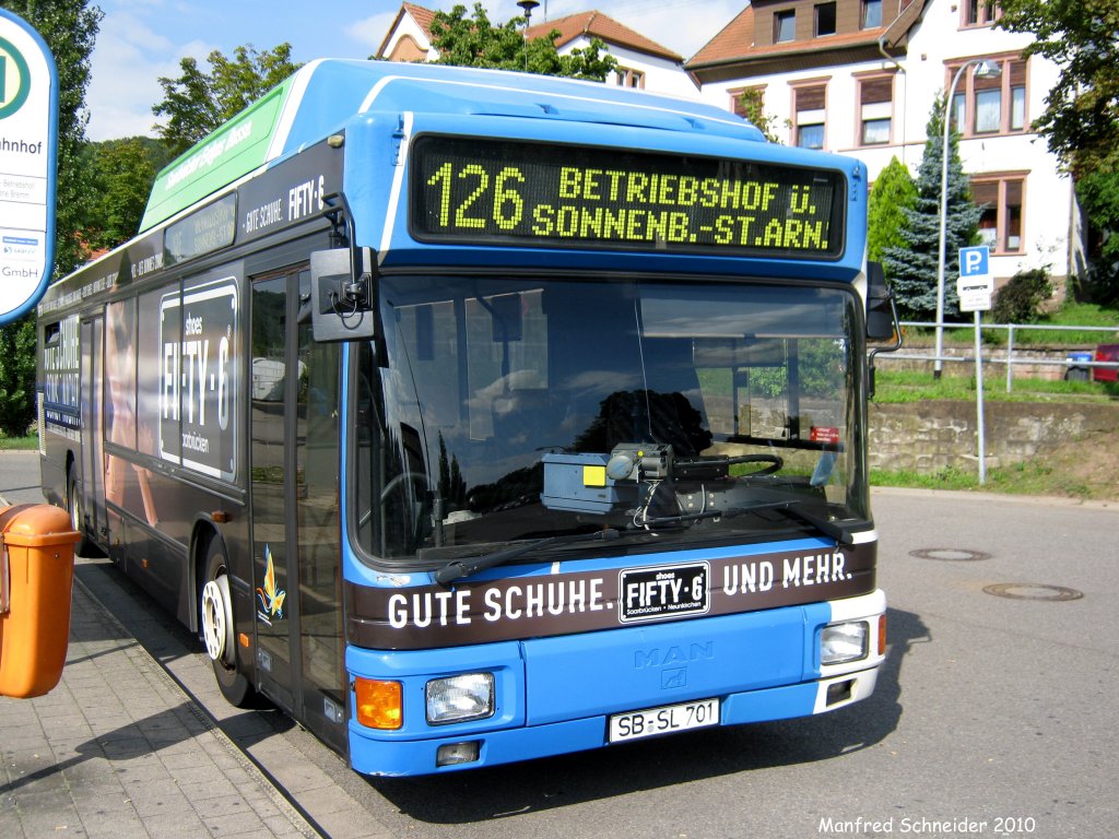 MAN Bus in Saarbrcken Brebach. Die Aufnahme des Foto war am 04.09.2010.