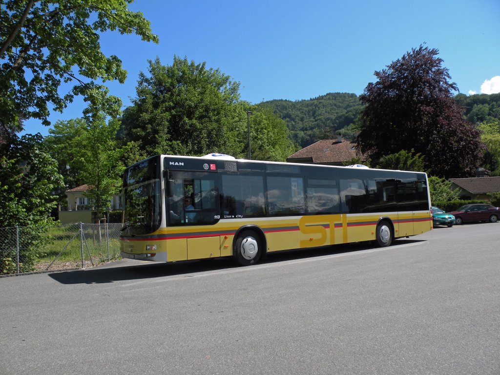 MAN Bus der STI mit der Betriebsnummer 113 an der Schifflndte in Thun. Die Aufnahme stammt vom 18.05.2011.