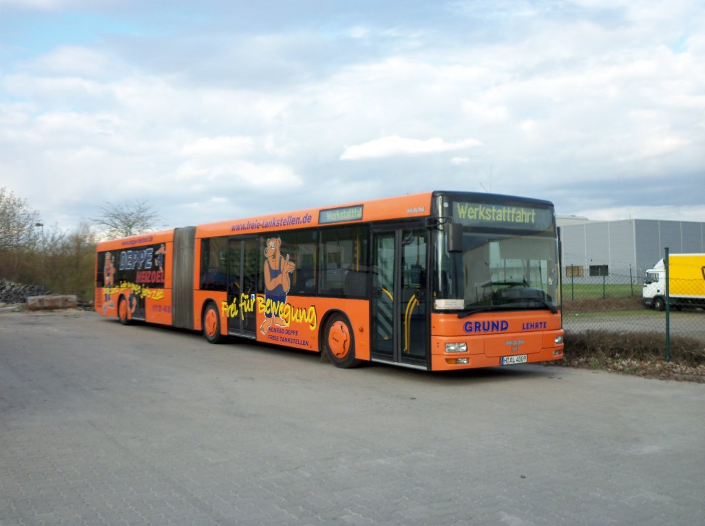 MAN Lion´s City stand auf den Betriebshof bei Grund/Lehrte im April 2010.