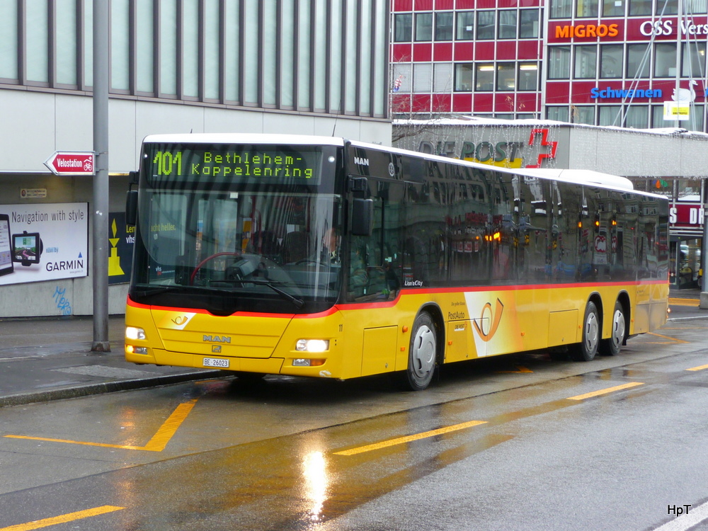 MAN Lion`s City  BE 26023 unterwegs auf der Linie 101 in der Stadt Bern am 30.12.2010