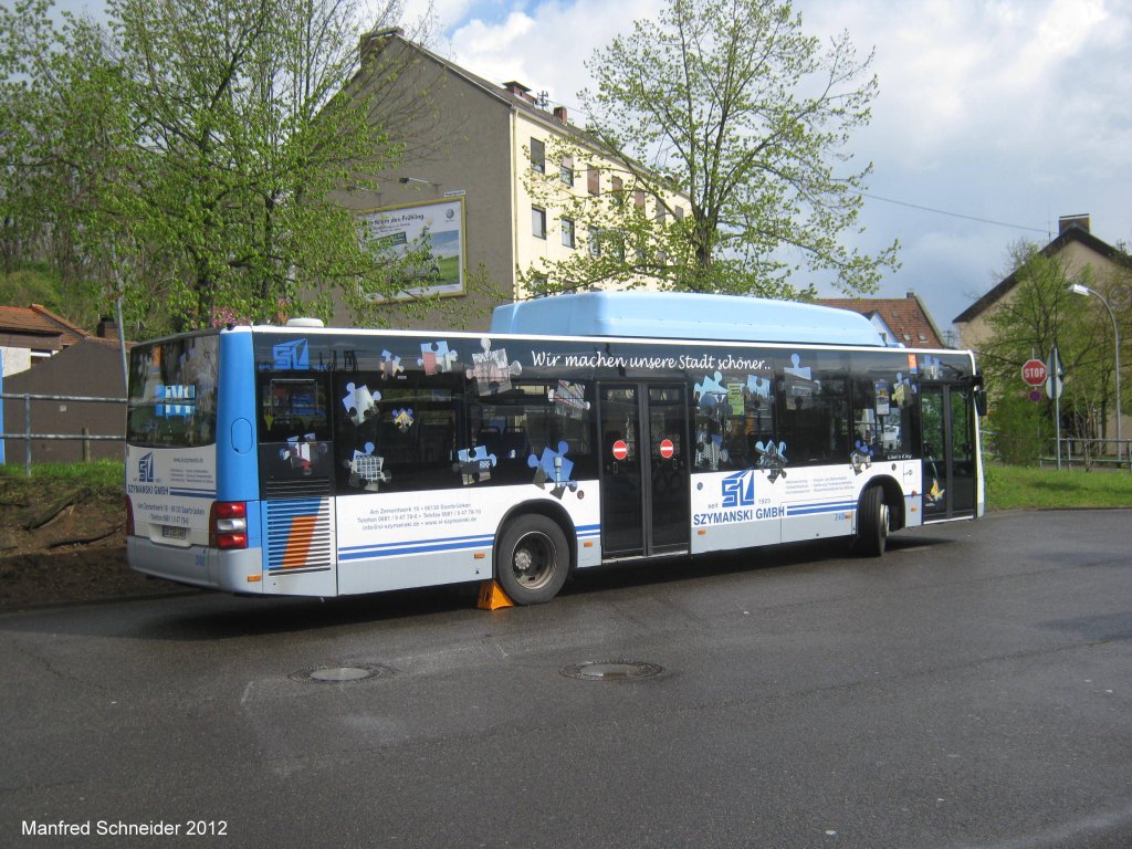 MAN Lions City Bus von Saarbahn und Bus in Saarbrcken-Brebach. Das Bild habe ich im April 2012 gemacht.