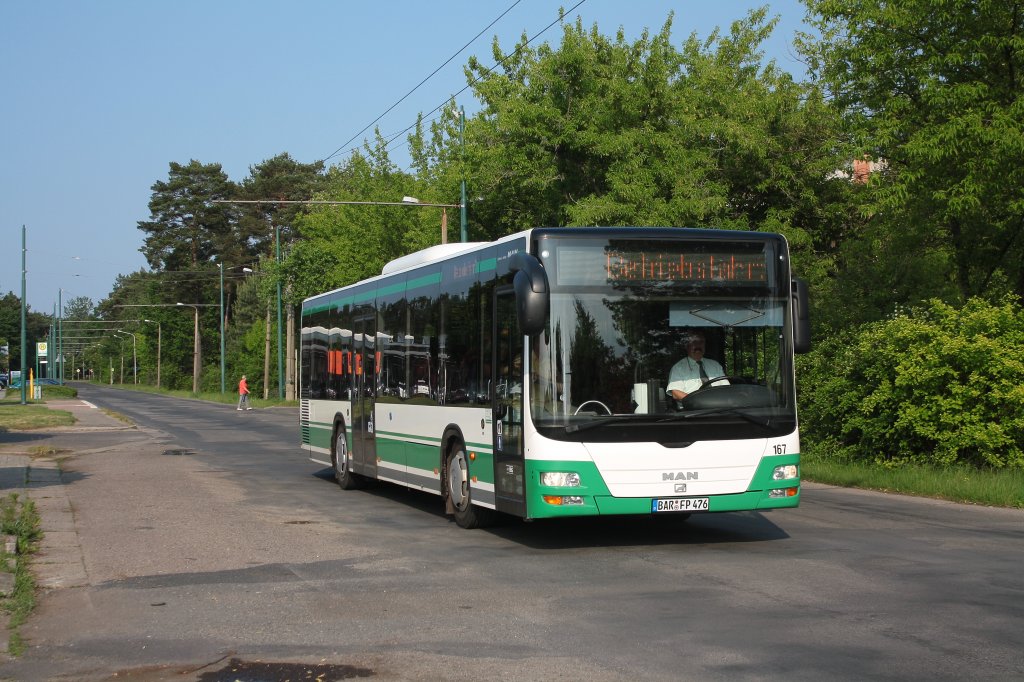 MAN Lion's City, Wagen 167 der BBG-Eberswalde in Nordend am 21.05.2011

