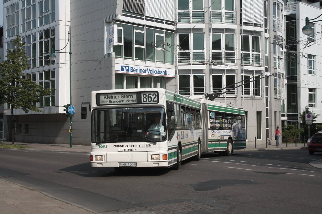 MAN NGE 152, Obus 040 der BBG-Eberswalde am 19.05.2011 in Eberswalde (Stadt). 

