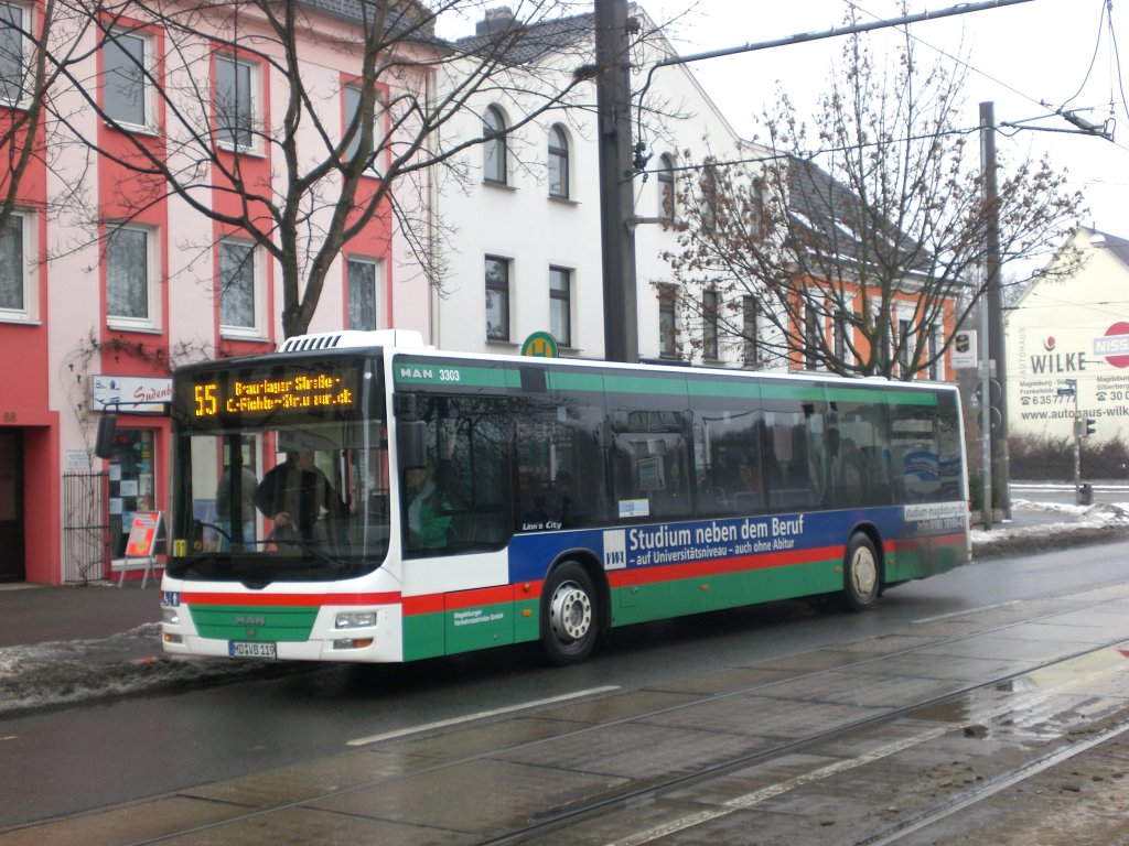MAN Niederflurbus 3. Generation (Lions City) auf der Linie 55 nach Braunlager Straße an der Haltestelle Südring.