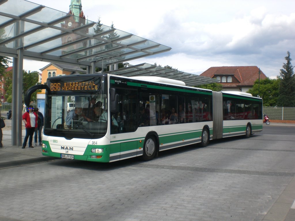 MAN Niederflurbus 3. Generation (Lions City /T) auf der Linie 896 nach Biesenthal am S-Bahnhof Bernau.