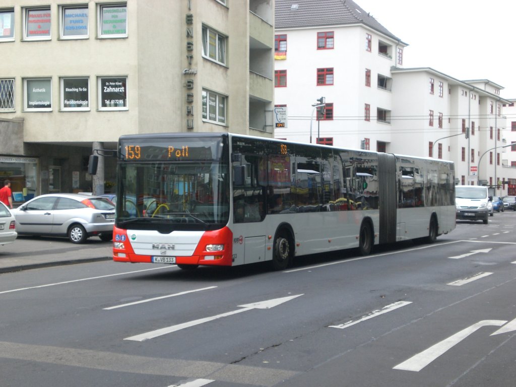 MAN Niederflurbus 3. Generation (Lion's City) auf der Linie 159 nach Kln Poll an der Haltestelle Buchforst Waldecker Strae.(9.7.2012)
 
