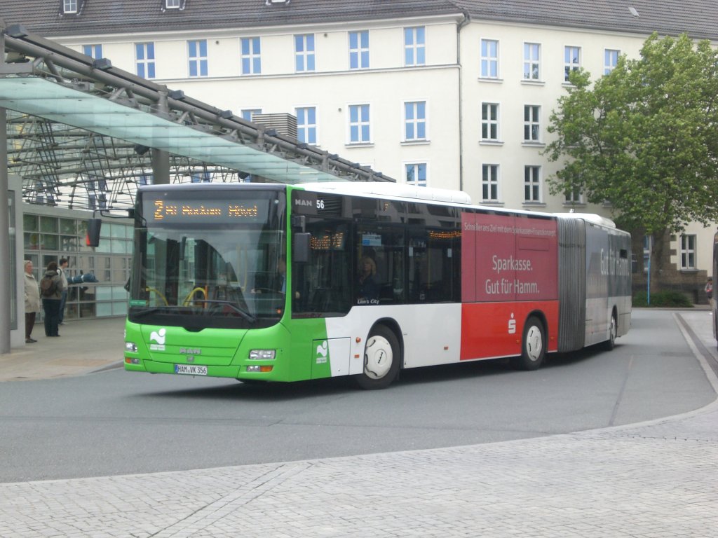 MAN Niederflurbus 3. Generation (Lion's City) auf der Linie 2 nach Hamm Hövel Uhlenfeld am Hauptbahnhof Hamm.(16.7.2012) 
