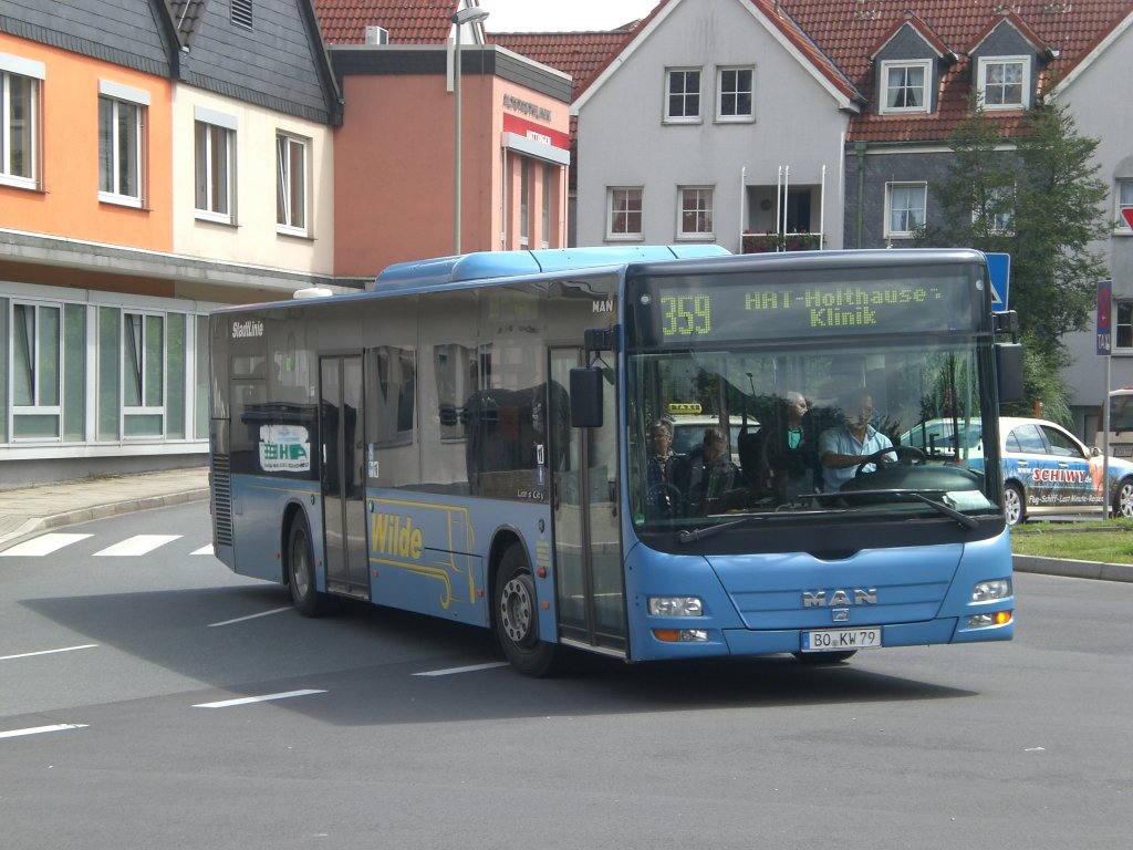 MAN Niederflurbus 3. Generation (Lion's City) auf der Linie 359 nach Hattingen-Holthausen Klinik am S-Bahnhof Hattingen Mitte.(19.7.2012) 