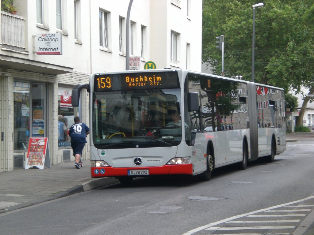 Mercedes-Benz O 530 II (Citaro Facelift) auf der Linie 159 nach Kln Buchenheim Herler Strae an der Haltestelle Buchforst Waldecker Strae.(9.7.2012)
 
