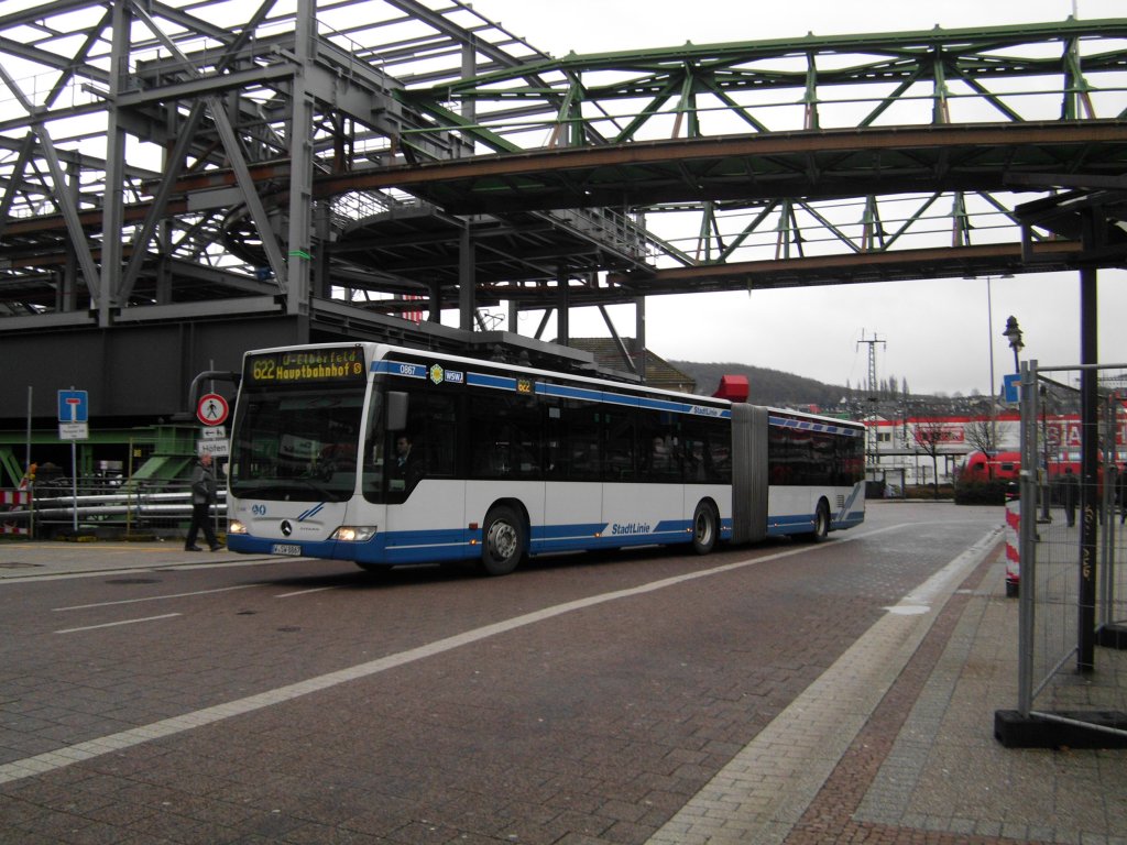 Mercedes-Benz O 530 II (Citaro Facelift) auf der Linie 622 nach Wuppertal Hauptbahnhof am S-Bahnhof Wuppertal-Oberbarmen.(5.2.2013) 
