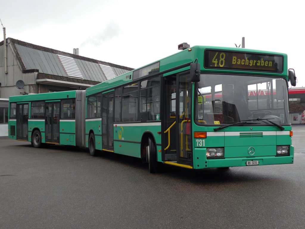 Mercedes Bus 731 auf der neuen Buslinie 48 auf dem Hof der Garage Rankstrasse. Die Aufnahme stammt vom 25.01.2010.