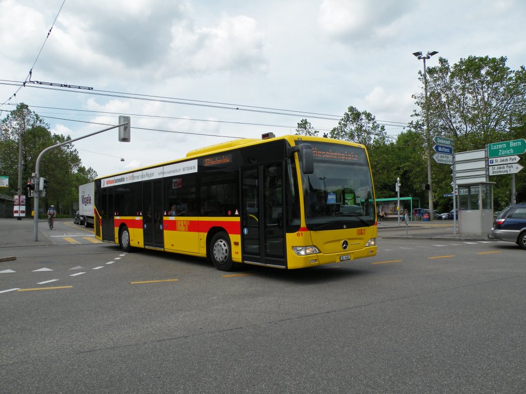 Mercedes Citaro der BLT mit der Betriebsnummer 61 auf der Linie 37 beim St. Jakob. Die Aufnahme stammt vom 31.05.2012.