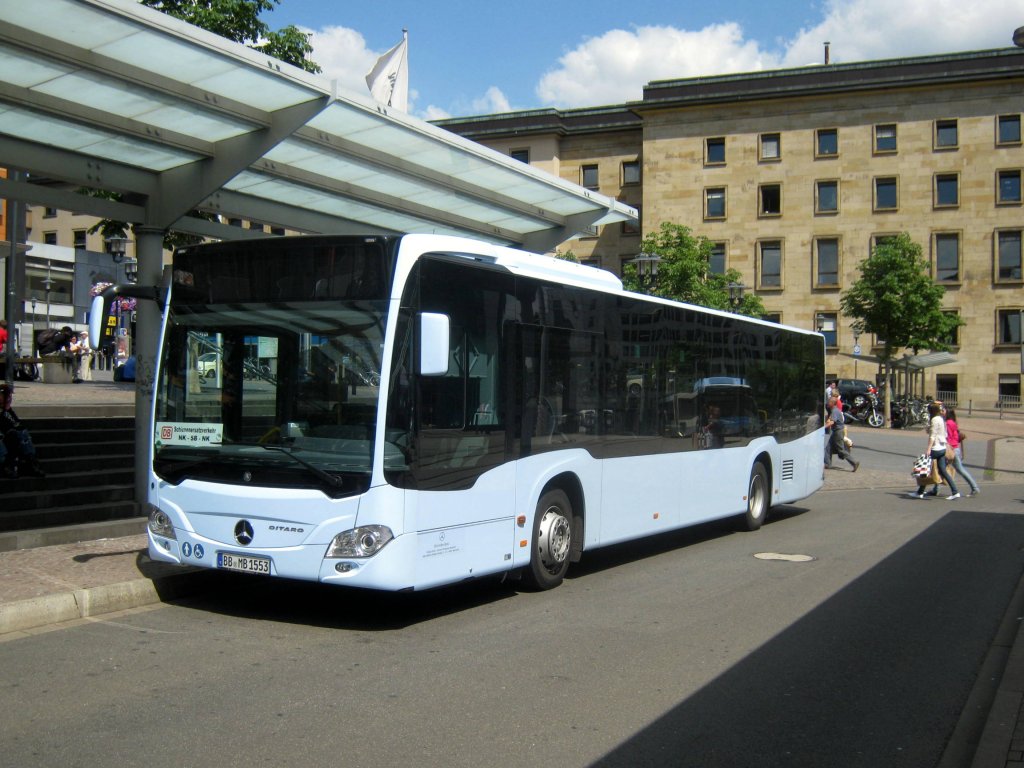 Mercedes Citaro Bus am Saarbrcker Hauptbahnhof. Das Foto wurde im August 2012 aufgenommen.
