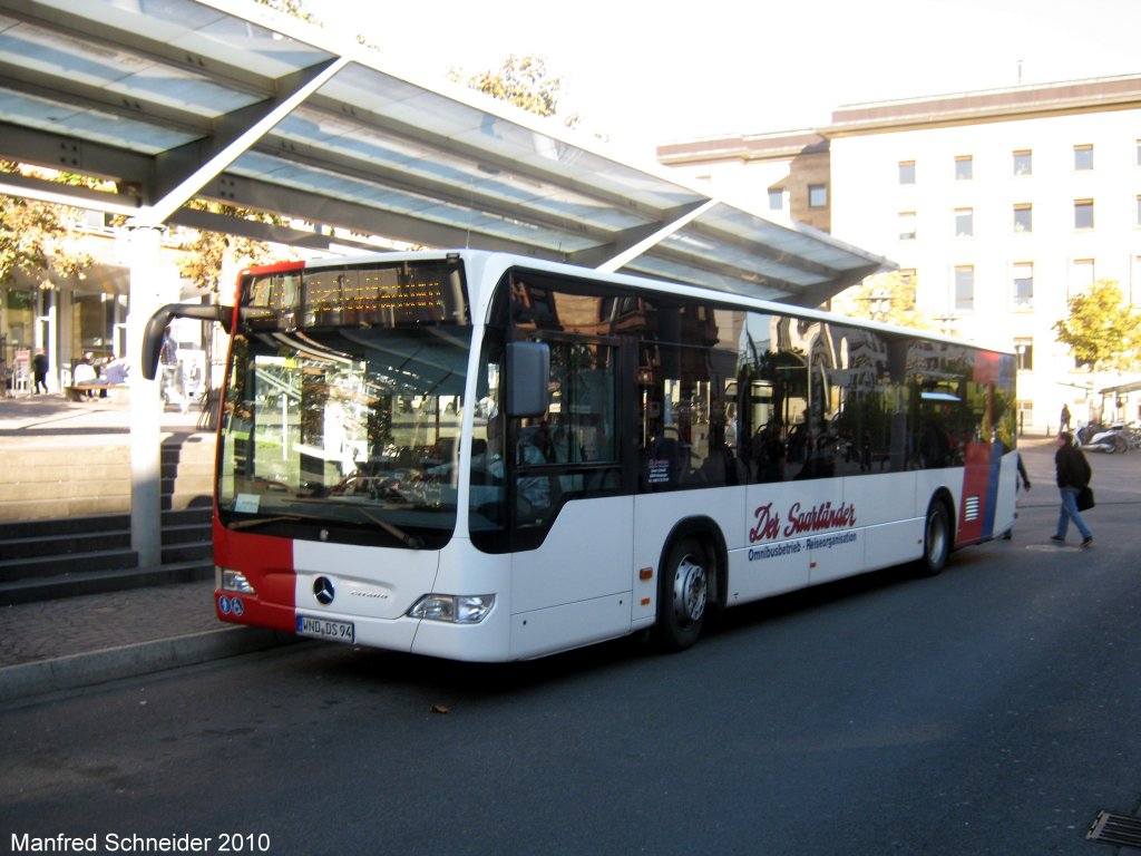 Mercedes Citaro Bus an der Haltestelle Saarbrcken Hauptbahnhof. Das Foto habe ich am 11.10.2010 gemacht.