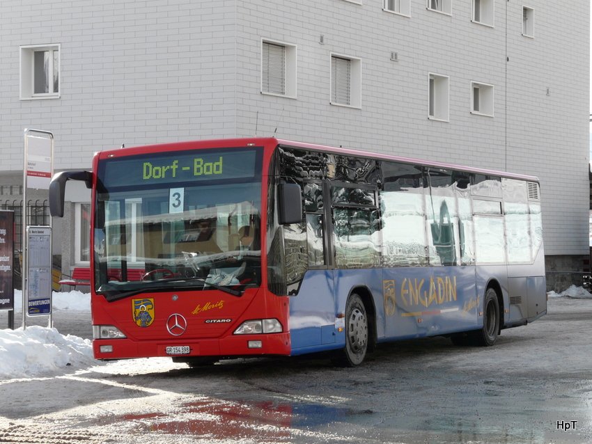 Mercedes Citaro GR 154398 bei der Haltestelle beim Bahnhof St.Moritz am 01.01.2010