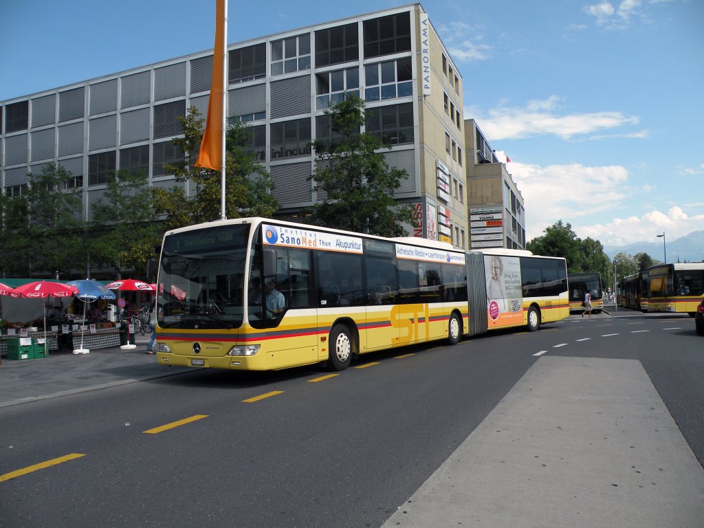 Mercedes Citaro mit der Betriebsnummer 136 auf der Linie 1 am Bahnhof Thun. Die Aufnahme stammt vom 04.08.2012.