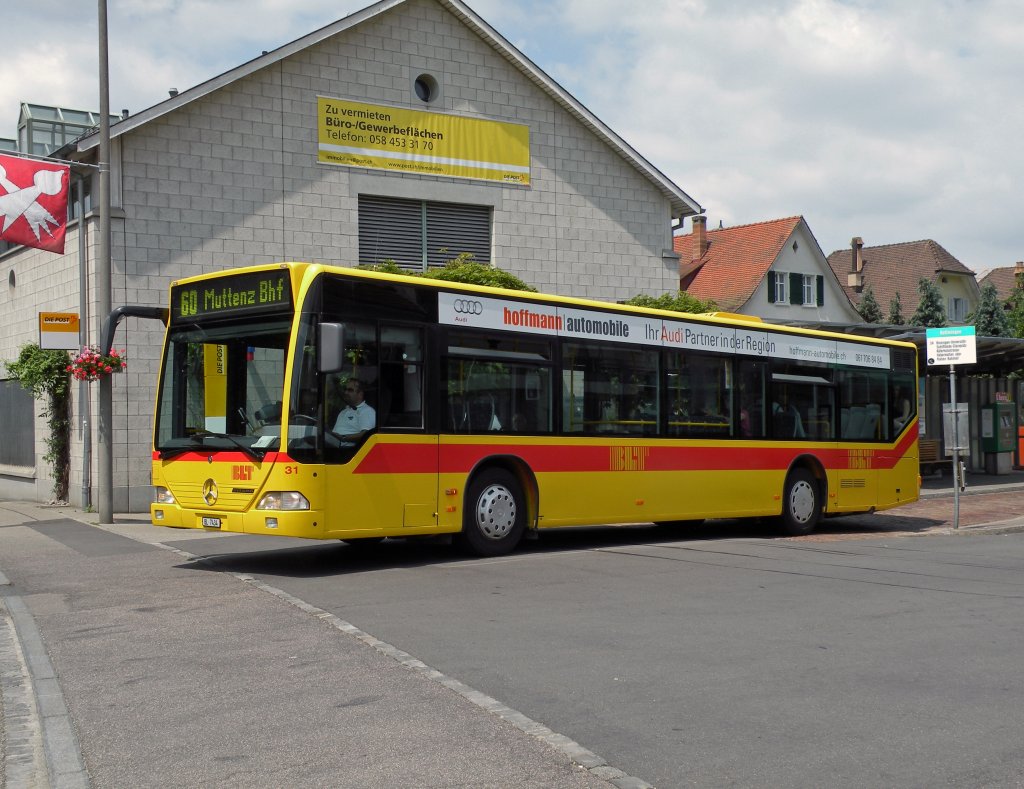 Mercedes Citaro mit der Betriebsnummer 31 auf der Linie 60 in Bottmingen. Die Aufnahme stammt vom 04.06.2011.