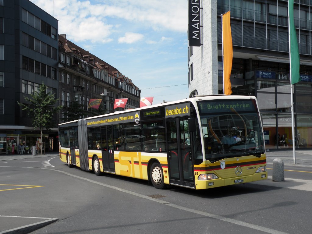 Mercedes Citaro mit der Betriebsnummer 85 auf der Linie 1 am Bahnhof Thun. Die Aufnahme stammt vom 04.08.2012.
