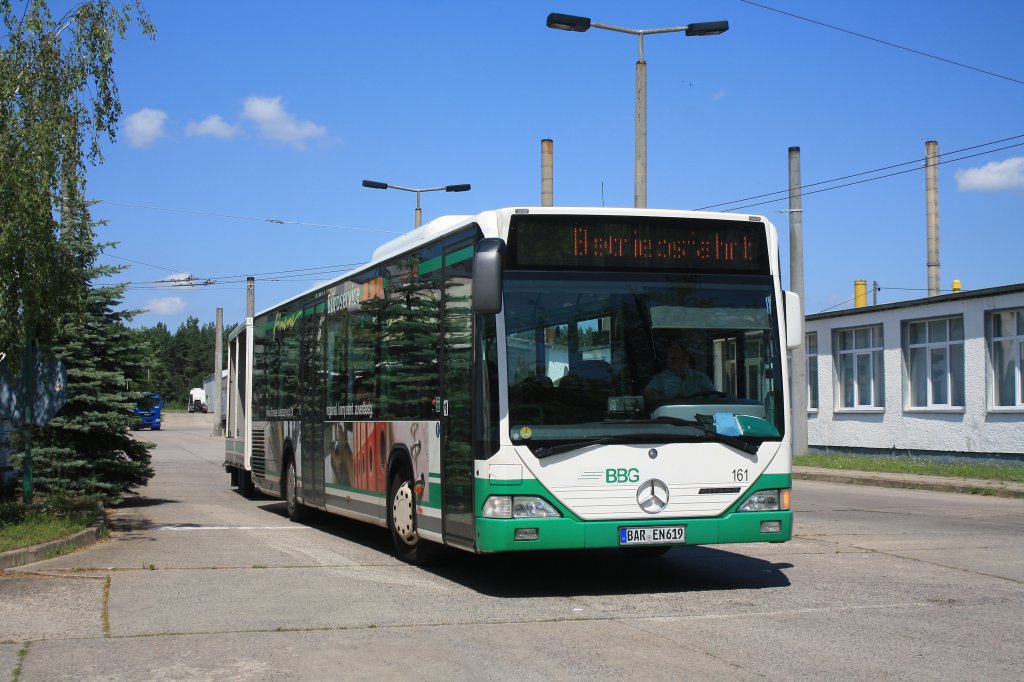 Mercedes Citaro, Wagen 161 der BBG-Eberswalde verlsst den Betriebshof Nordend am 16.07.2011.