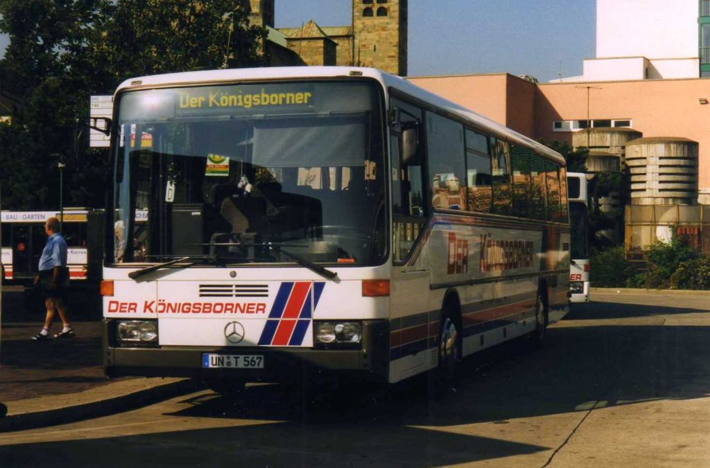 Mercedes O408, aufgenommen im August 1999 am Hauptbahnhof in Unna.
