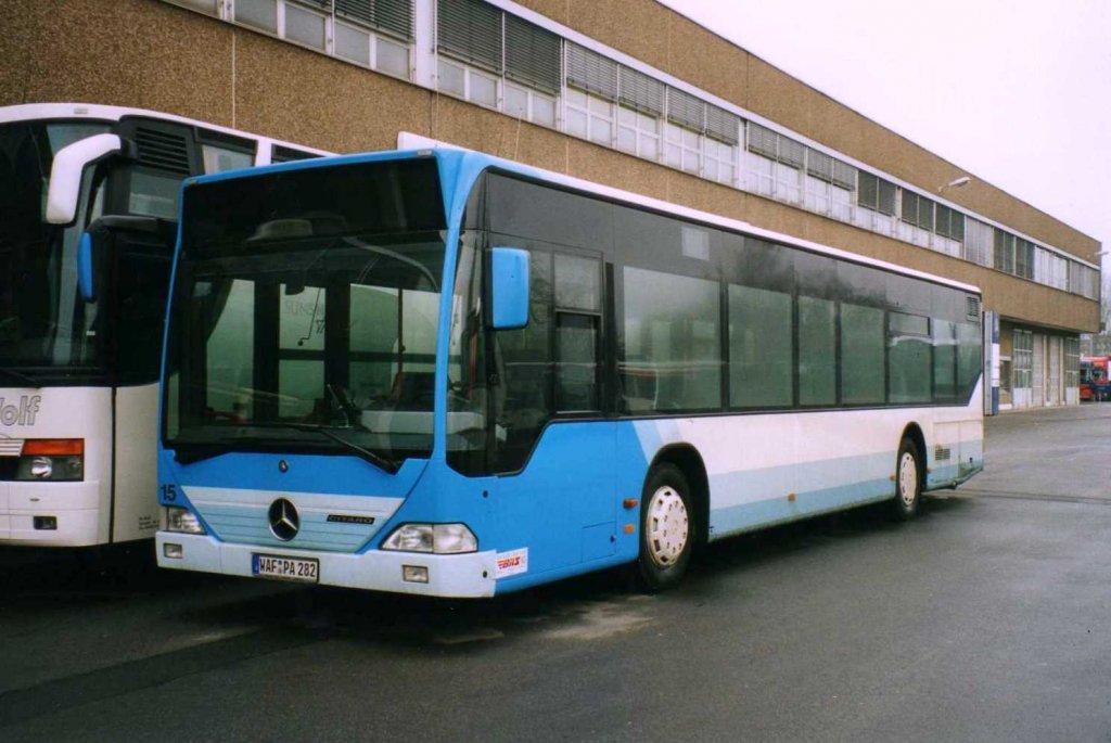 Mercedes O530 Citaro, aufgenommen im Januar 2002 auf dem Gelnde der Evobus Nl Dortmund.