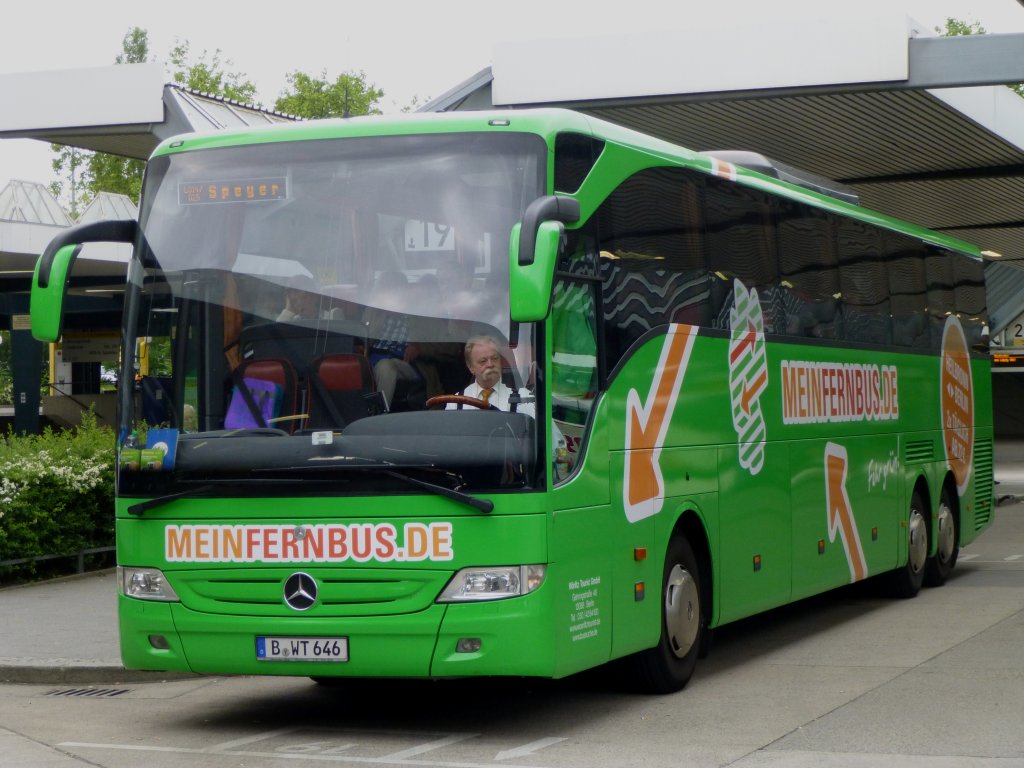 Mercedes Tourismo L  Mein Fernbus , Subunternehmer  Wrlitz , auf dem Weg nach Speyer, Berlin ZOB 08.06.2013
