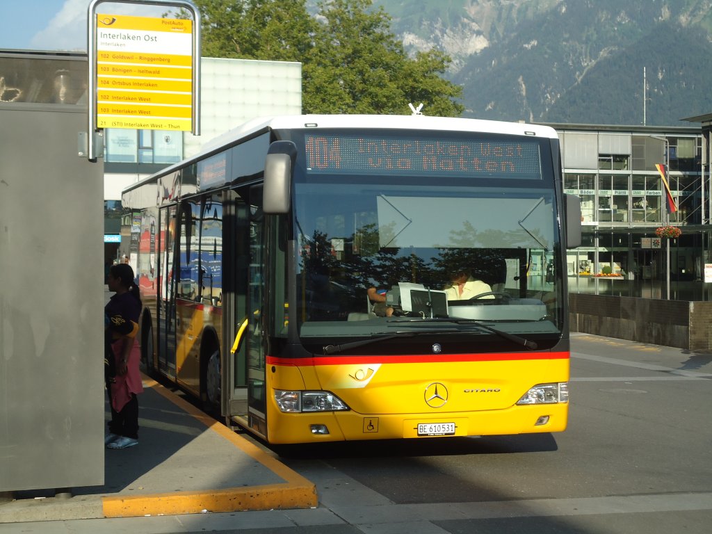PostAuto Bern - BE 610'531 - Mercedes Citaro am 27. Juni 2011 beim Bahnhof Interlaken Ost