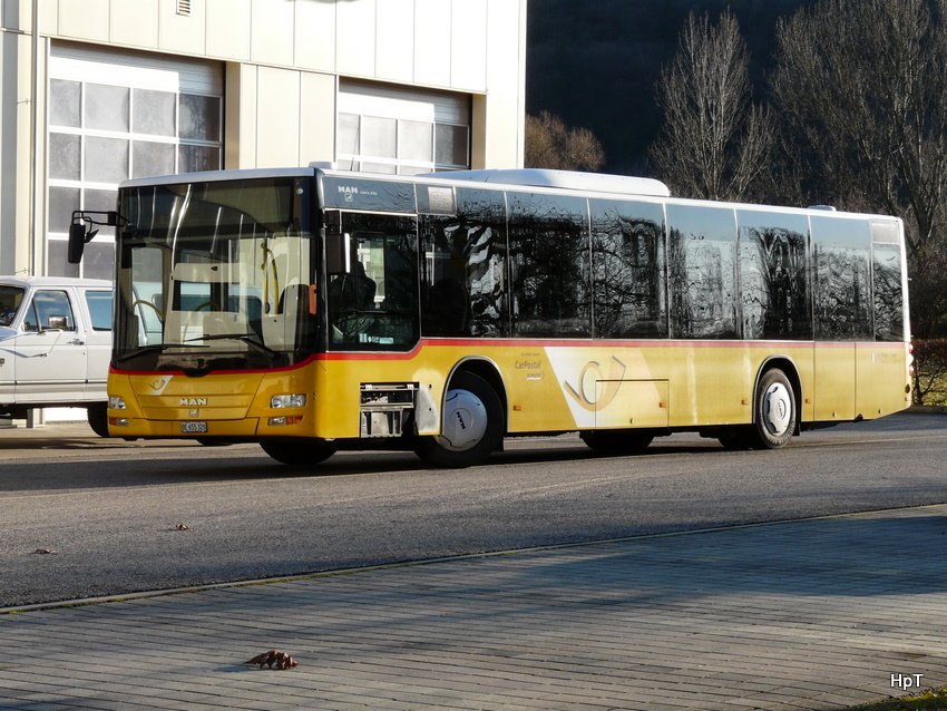 Postauto - MAN Lion`s City BE 655320 im Brgg auf dem BOVA Areal am 02.01.2010