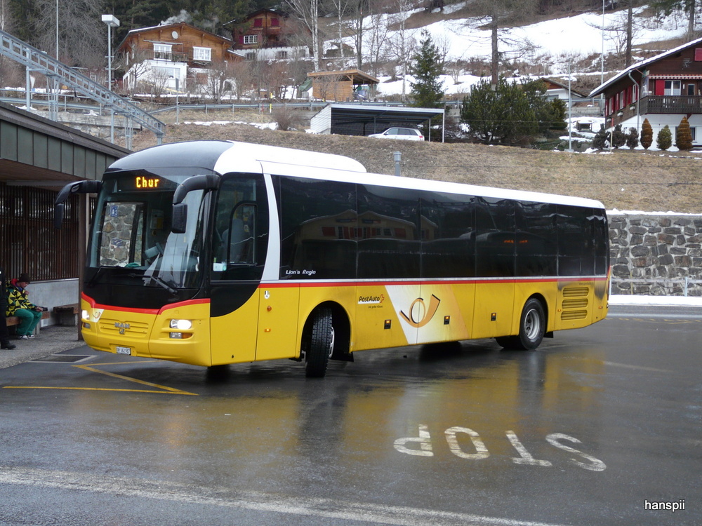 Postauto - MAN Lion`s Regio GR 162987 bei der Postautohaltestelle in Tiefencastel am 20.01.2013