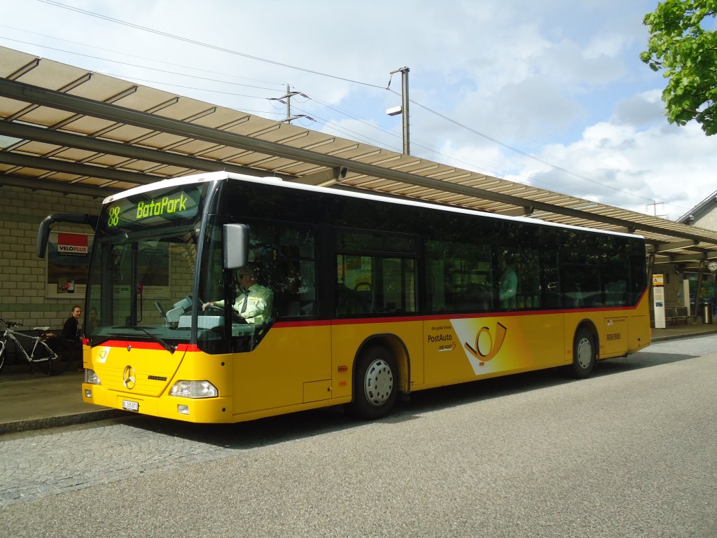 PostAuto Nordschweiz - BL 165'871 - Mercedes Citaro (ex SO 135'736) am 6. Mai 2012 beim Bahnhof Mhlin