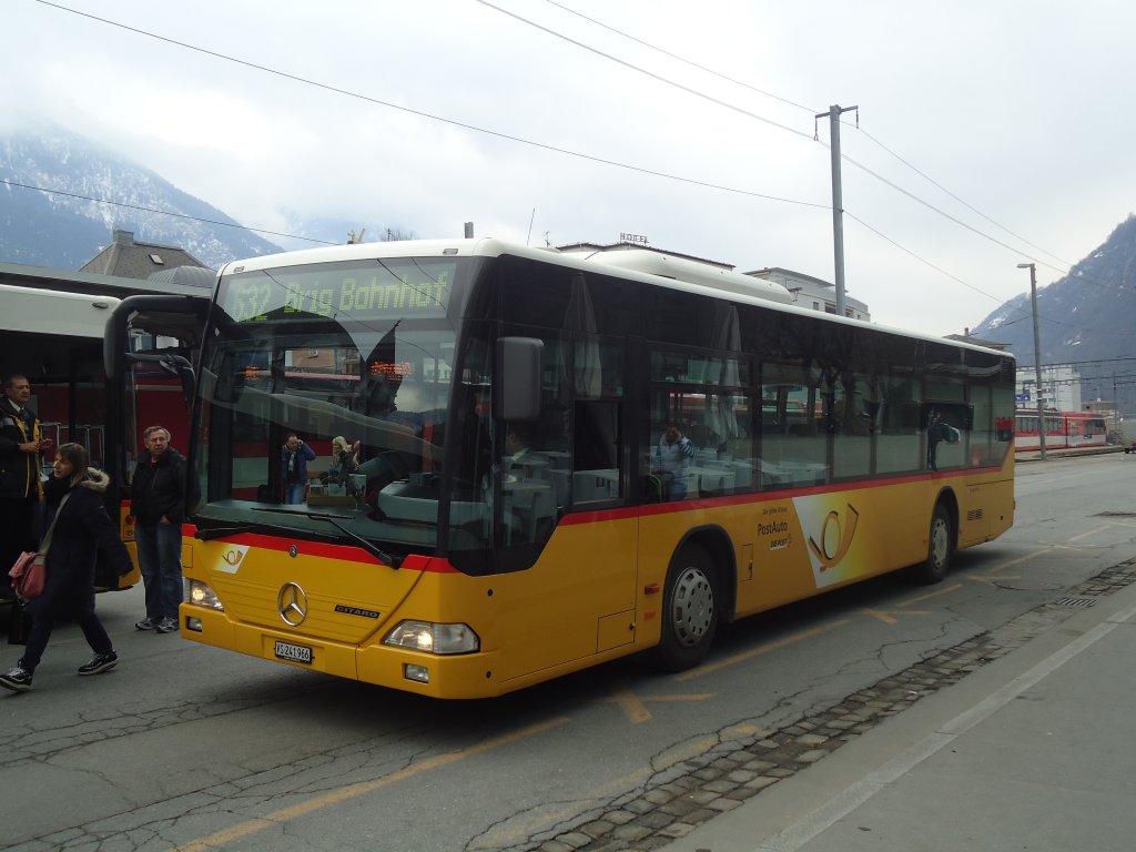 PostAuto Wallis - VS 241'966 - Mercedes Citaro am 19. Februar 2012 beim Bahnhof Brig