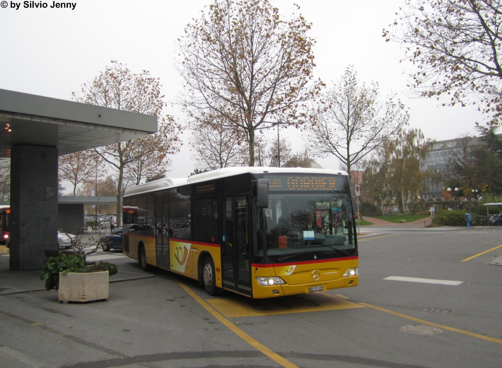 Postauto/Regie Yverdon VD 335 339 (Mercedes CitaroII O530LE) am 15.11.2012 beim Bhf. Yverdon-les-Bains