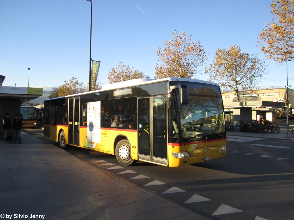 Postauto/Regie Yverdon VD 335 363 (Mercedes CitaroII O530) am 7.11.2012 beim Bhf. Yverdon-les-Bains.