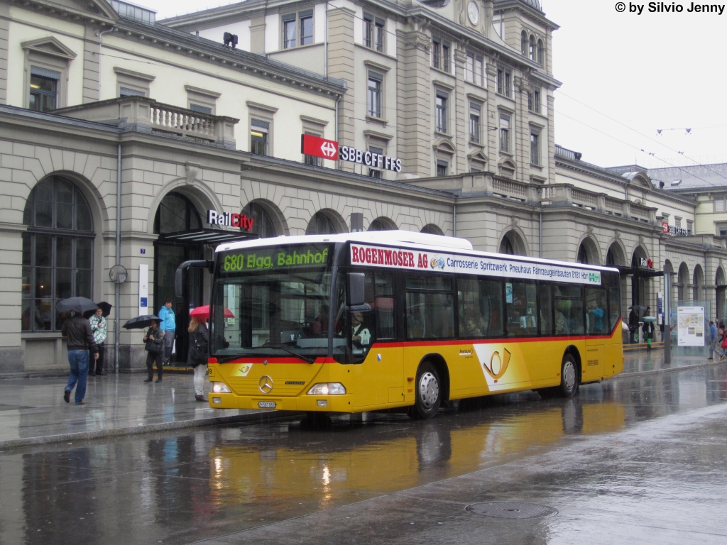 Postauto/Regie ZH-Unterland Nr. 149 (Mercedes Citaro O530) am 19.4.2013 in Winterthur, Hauptbahnhof. Der Wagen war zum Zeitpunkt der Aufnahme bei PU Steiger im Einsatz, da bei dessen Fuhrpark ein anderes Fahrzeug ausfiel.
